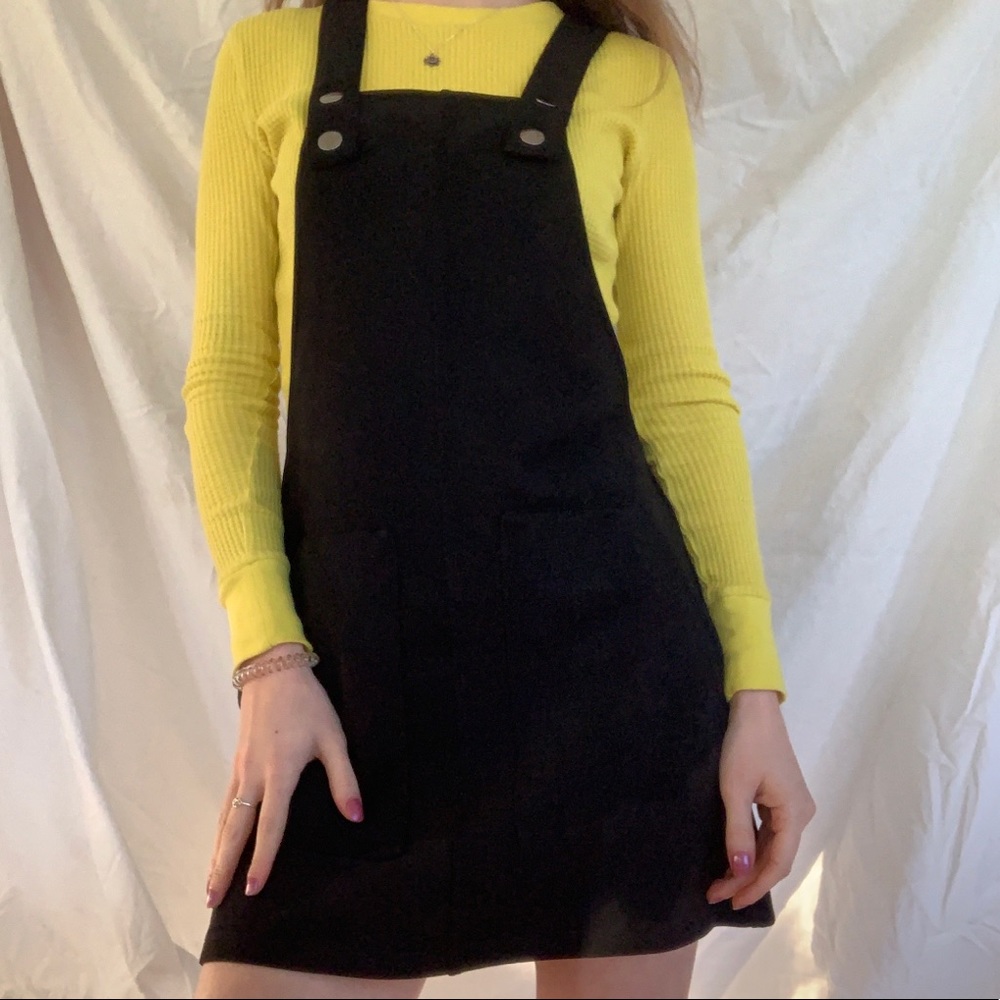 S Forever 21 black suede overall dress